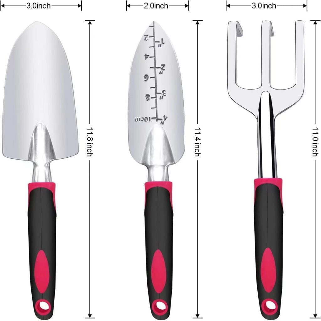 Garden Tool Set, 3 Pieces Aluminum Heavy Gardening Kit Including Hand Shovel, Transplant Shovel and Hand Rake with Soft Rubber Non-Slip Handle, Peoplewholovegardeningenjoy apleasant Experience Garden Tool Set, 3 Pieces Aluminum Heavy Gardening Kit Including Hand Shovel, Transplant Shovel and Hand Rake with Soft Rubber Non-Slip Handle, Peoplewholovegardeningenjoy apleasant Experience