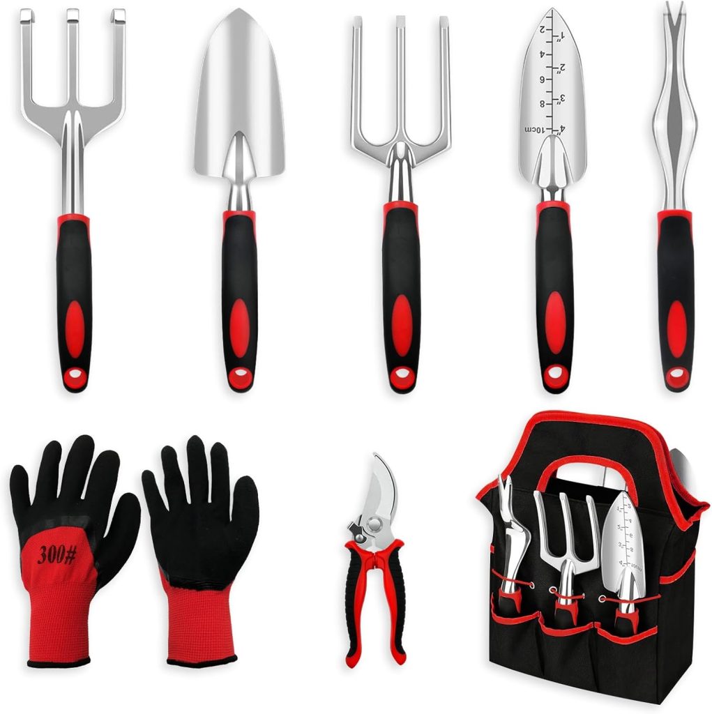 Garden Tool Set, 3 Pieces Aluminum Heavy Gardening Kit Including Hand Shovel, Transplant Shovel and Hand Rake with Soft Rubber Non-Slip Handle, Peoplewholovegardeningenjoy apleasant Experience Garden Tool Set, 3 Pieces Aluminum Heavy Gardening Kit Including Hand Shovel, Transplant Shovel and Hand Rake with Soft Rubber Non-Slip Handle, Peoplewholovegardeningenjoy apleasant Experience
