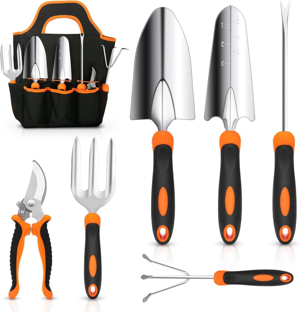 Garden Tool Set, CHRYZTAL Stainless Steel Heavy Duty Gardening Tool Set, with Non-Slip Rubber Grip, Storage Tote Bag, Outdoor Hand Tools, Ideal Garden Tool Kit Gifts for Women and Men Garden Tool Set, CHRYZTAL Stainless Steel Heavy Duty Gardening Tool Set, with Non-Slip Rubber Grip, Storage Tote Bag, Outdoor Hand Tools, Ideal Garden Tool Kit Gifts for Women and Men