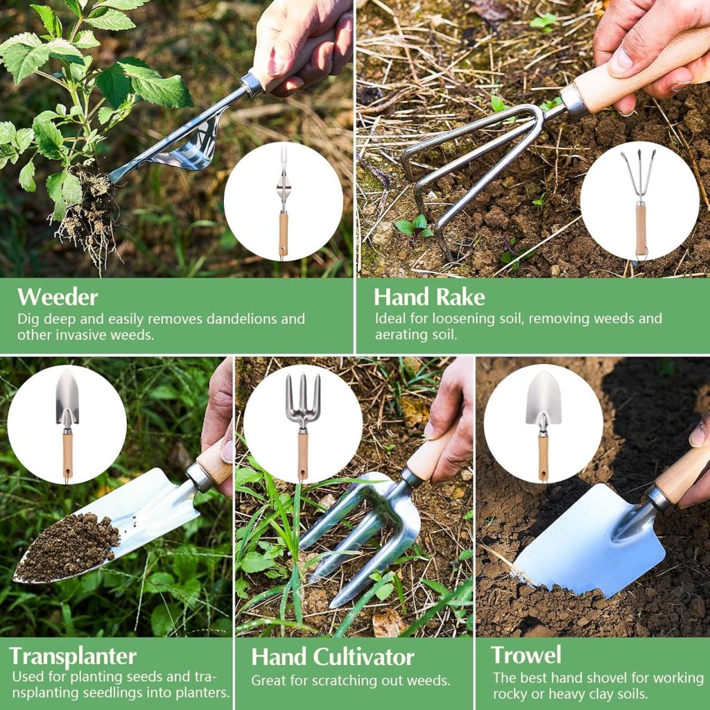 Gardening Tools of 9 Pieces | Stainless Steel Heavy-Duty Gardening Hand Tools with a Delicate and Durable Storage Bag and Anti-Slip Rubber Gloves | Garden Tools Make Ideal Gardening Gifts for Women Gardening Tools of 9 Pieces | Stainless Steel Heavy-Duty Gardening Hand Tools with a Delicate and Durable Storage Bag and Anti-Slip Rubber Gloves | Garden Tools Make Ideal Gardening Gifts for Women