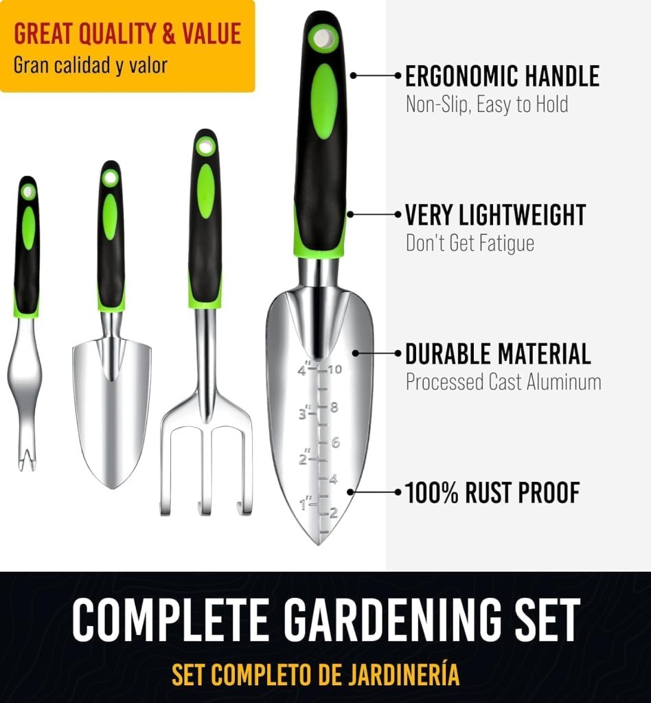 Heavy Duty Garden Tools 22 Pieces Set - Rust Proof, Durable Gardening Supplies - Ergonomic Gardening Hand Tools - Ideal Gardening Gifts for Women Heavy Duty Garden Tools 22 Pieces Set - Rust Proof, Durable Gardening Supplies - Ergonomic Gardening Hand Tools - Ideal Gardening Gifts for Women