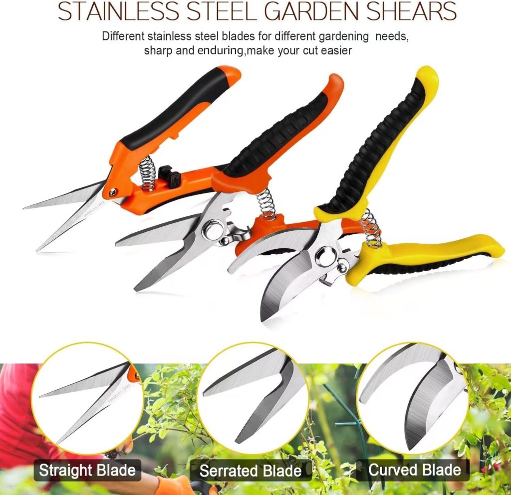 3 Pack Garden Pruning Shears Stainless Steel Blades Handheld Pruners Set with Gardening Gloves 3 Pack Garden Pruning Shears Stainless Steel Blades Handheld Pruners Set with Gardening Gloves