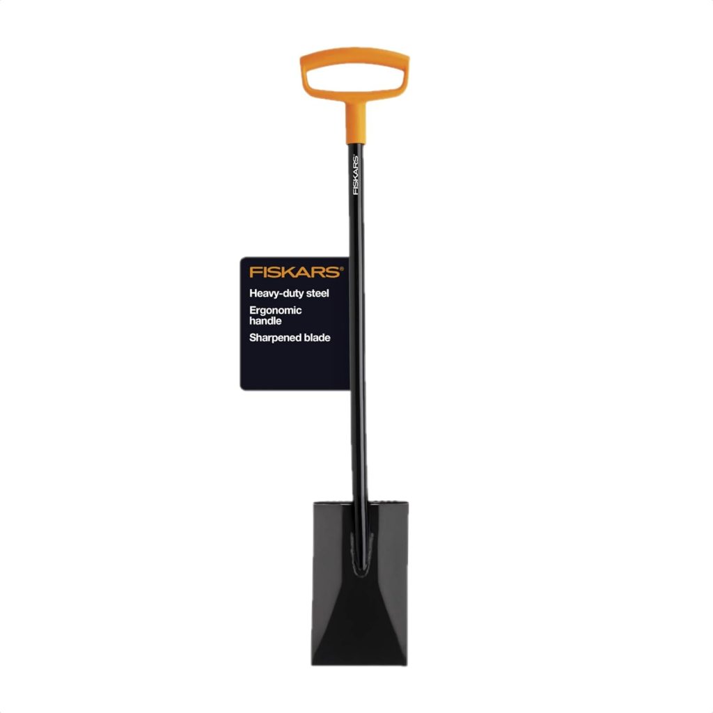 Fiskars 46 Spade Garden Shovel - Steel Flat Shovel with Ergonomic D-Handle - Sharp Blade Square Shovel for Lawn Edging, Digging, Pruning - Heavy Duty Yard Tool - Easy Cuts in Grass and Turf Fiskars 46 Spade Garden Shovel - Steel Flat Shovel with Ergonomic D-Handle - Sharp Blade Square Shovel for Lawn Edging, Digging, Pruning - Heavy Duty Yard Tool - Easy Cuts in Grass and Turf