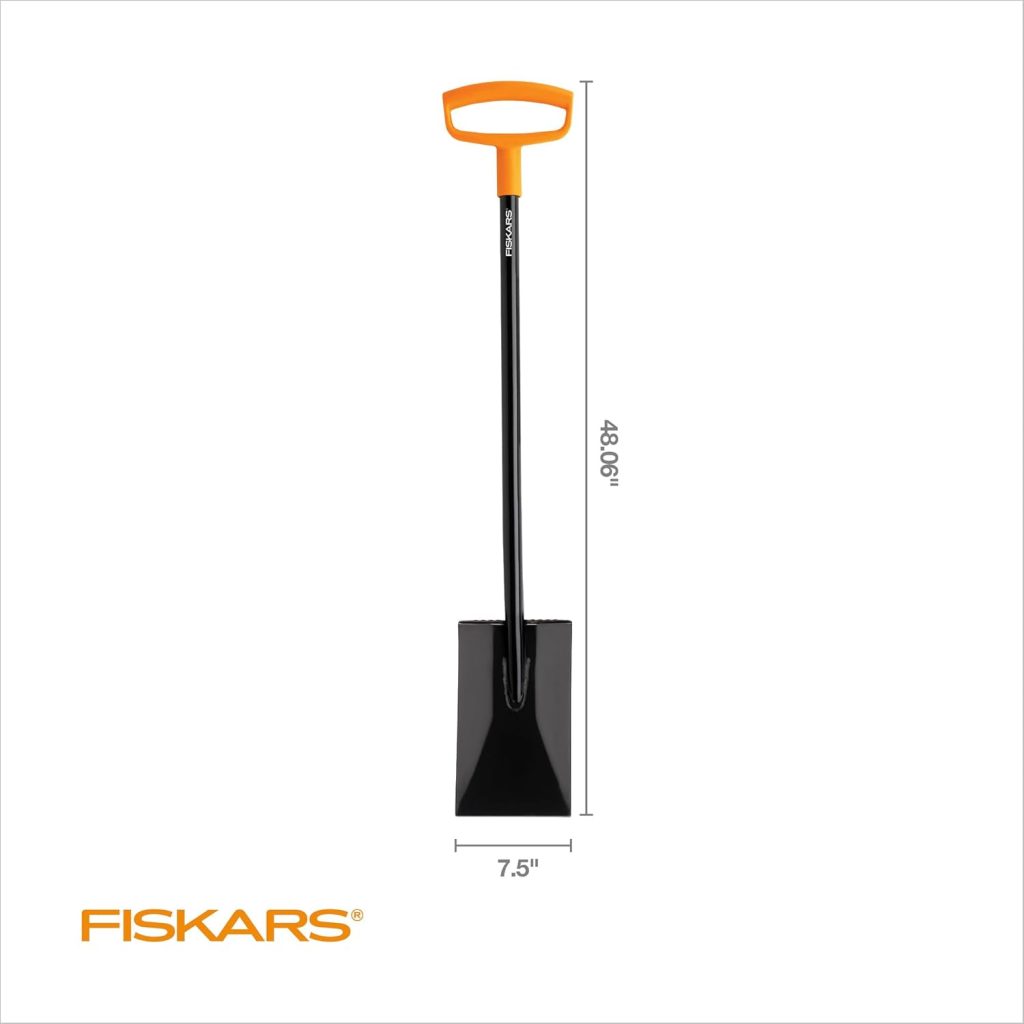 Fiskars 46 Spade Garden Shovel - Steel Flat Shovel with Ergonomic D-Handle - Sharp Blade Square Shovel for Lawn Edging, Digging, Pruning - Heavy Duty Yard Tool - Easy Cuts in Grass and Turf Fiskars 46 Spade Garden Shovel - Steel Flat Shovel with Ergonomic D-Handle - Sharp Blade Square Shovel for Lawn Edging, Digging, Pruning - Heavy Duty Yard Tool - Easy Cuts in Grass and Turf
