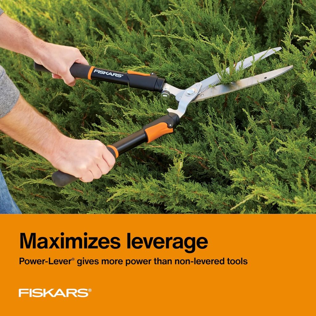 Fiskars Power-Lever Hedge Shears - 25-33 Extendable Handle - Plant Cutting Scissors - Yard and Garden Tools - Orange/Black Fiskars Power-Lever Hedge Shears - 25-33 Extendable Handle - Plant Cutting Scissors - Yard and Garden Tools - Orange/Black