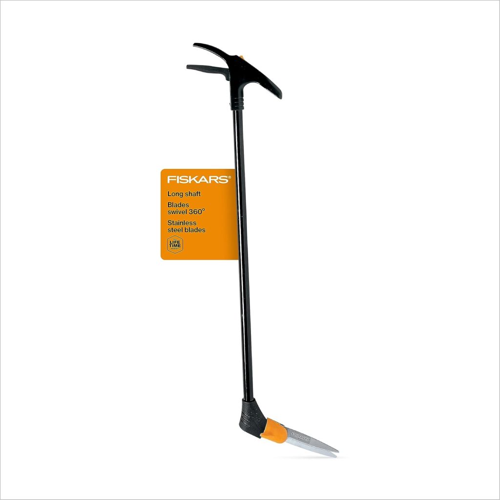 Fiskars Shear Ease Grass Shears - 5 Stainless Steel Blades - 360-Degree Swivel Blade Plant Cutting Scissors - Garden Shears and Grass Cutter, Black Fiskars Shear Ease Grass Shears - 5 Stainless Steel Blades - 360-Degree Swivel Blade Plant Cutting Scissors - Garden Shears and Grass Cutter, Black
