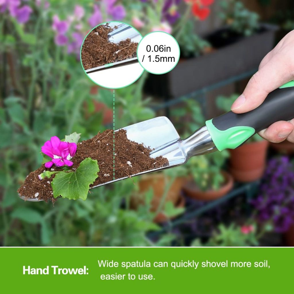 Garden Tool Set, 3 Pack Aluminum Heavy Duty Gardening Kit Includes Hand Trowel, Transplant Trowel and Cultivator Hand Rake with Soft Rubberized Non-Slip Ergonomic Handle, Garden Gifts Garden Tool Set, 3 Pack Aluminum Heavy Duty Gardening Kit Includes Hand Trowel, Transplant Trowel and Cultivator Hand Rake with Soft Rubberized Non-Slip Ergonomic Handle, Garden Gifts
