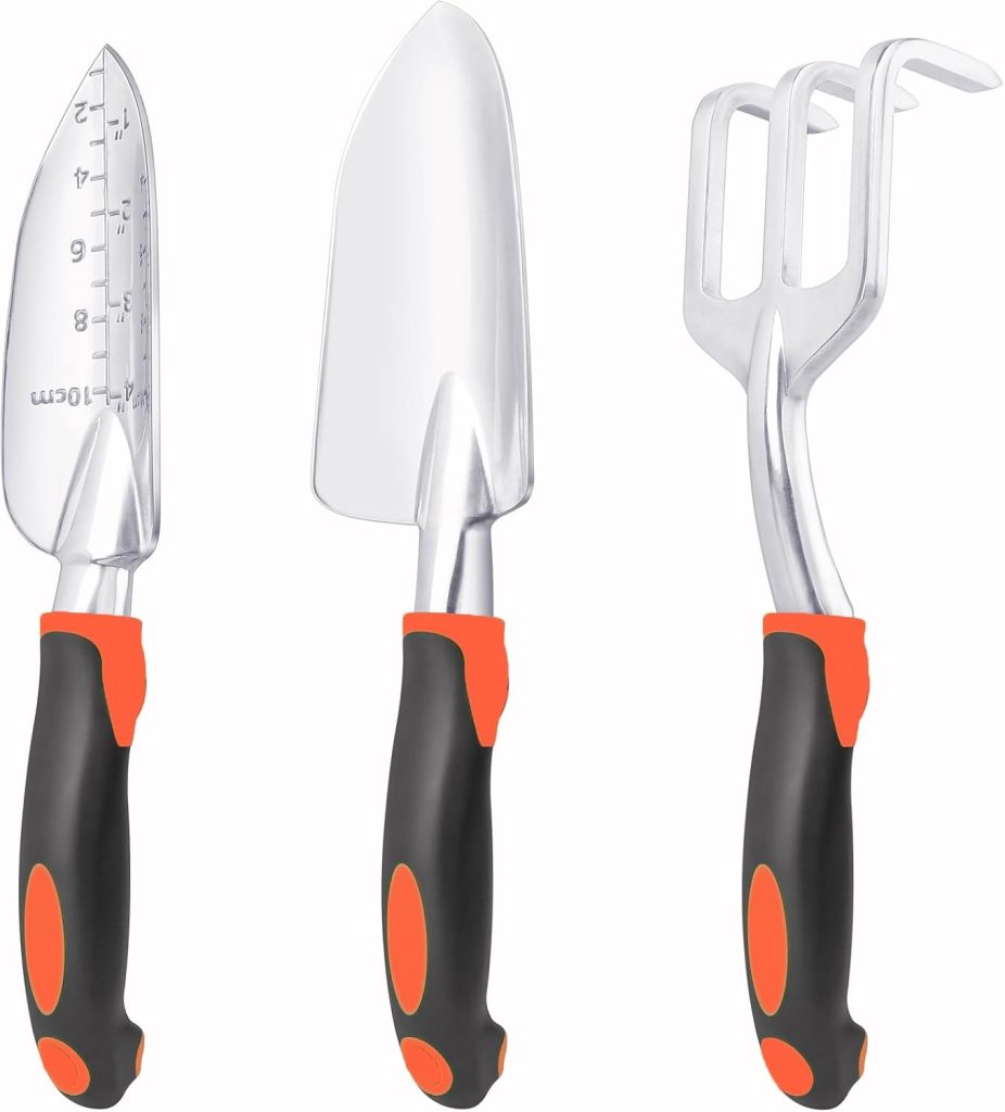 Garden Tools Set, 3 Pack Heavy Duty Gardening Tools Set Include Garden Shovel, Transplant Trowel and Hand Rake with Ergonomic Non-Slip Handle, Aluminum Alloy Lawn and Garden Hand Tools for Planting Garden Tools Set, 3 Pack Heavy Duty Gardening Tools Set Include Garden Shovel, Transplant Trowel and Hand Rake with Ergonomic Non-Slip Handle, Aluminum Alloy Lawn and Garden Hand Tools for Planting
