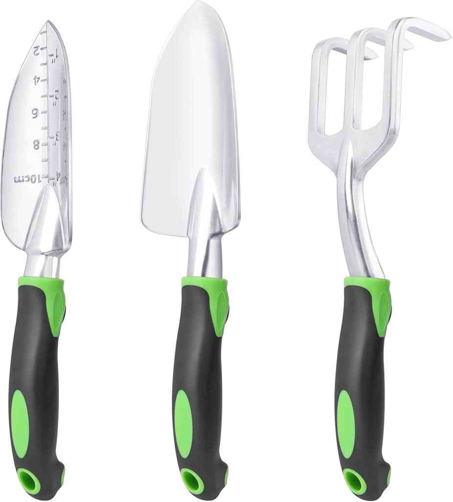 Garden Tools Set, 3 Pack Heavy Duty Gardening Tools Set Include Garden Shovel, Transplant Trowel and Hand Rake with Ergonomic Non-Slip Handle, Aluminum Alloy Lawn and Garden Hand Tools for Planting Garden Tools Set, 3 Pack Heavy Duty Gardening Tools Set Include Garden Shovel, Transplant Trowel and Hand Rake with Ergonomic Non-Slip Handle, Aluminum Alloy Lawn and Garden Hand Tools for Planting