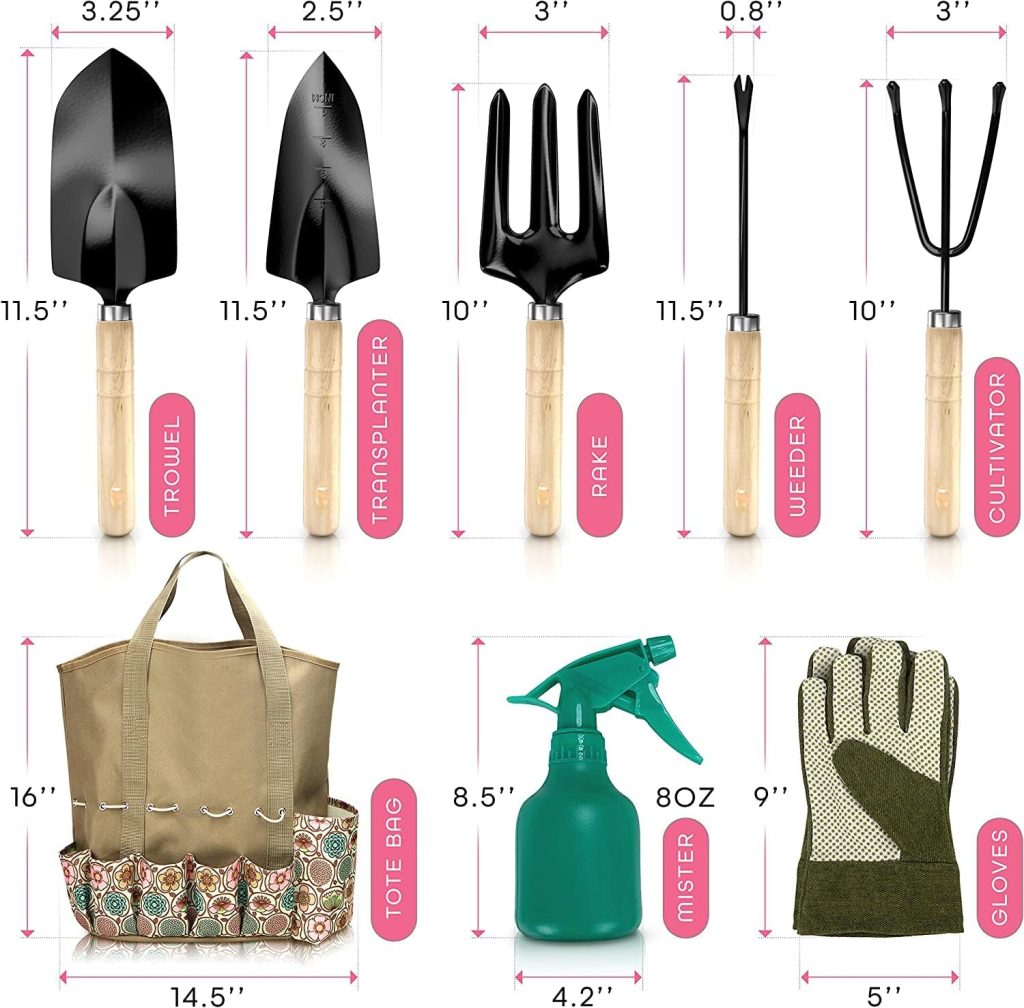 Gardening Tools for Women Stainless Steel Gardening Tools - Gardening Kit Garden Tools for Women Includes Shovel Trowel Fork Rake Gardening Gloves Perfect Gardening Gifts Gardening Tools for Women Stainless Steel Gardening Tools - Gardening Kit Garden Tools for Women Includes Shovel Trowel Fork Rake Gardening Gloves Perfect Gardening Gifts