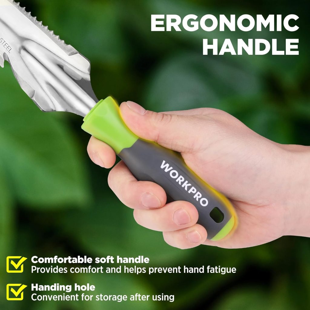 WORKPRO Hand Weeder Puller, 5-in-1 Stainless Steel Garden Trowel with Soft Handle, Gardening Weeding Tool for Easy Weeder Removal, Planting, Weeding, Flower Vegetable Care in Garden Lawn Yard WORKPRO Hand Weeder Puller, 5-in-1 Stainless Steel Garden Trowel with Soft Handle, Gardening Weeding Tool for Easy Weeder Removal, Planting, Weeding, Flower Vegetable Care in Garden Lawn Yard